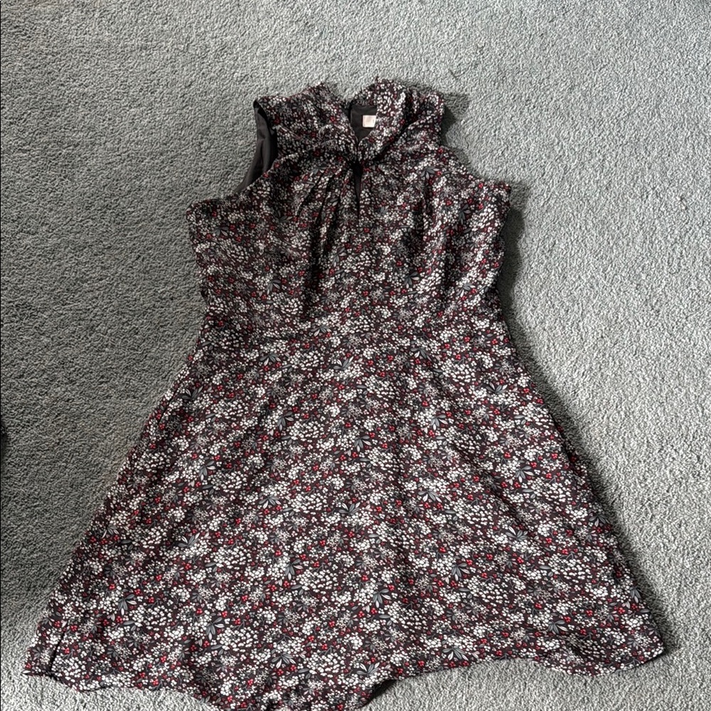 LOFT Floral Sleeveless Dress - Black, Red, White